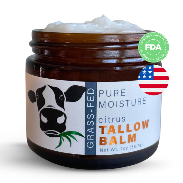 Grass Fed Beef Tallow for Skin - Tallow Face Moisturizer - Head to Toe Tallow Skin Care - Tallow Balm (Citrus)